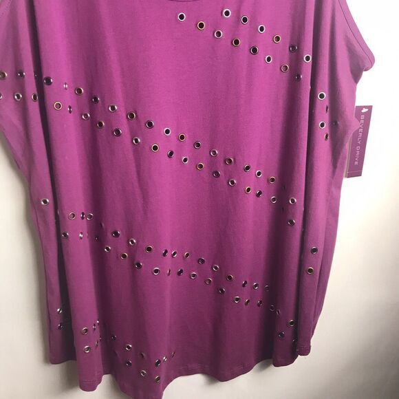 NWT Beverly Drive Fuchsia Pink Studded Sleeveless Tunic Top Size 20-22 W/M - Picture 4 of 7